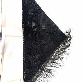 РТ116 Косынка траурная гипюровая черная (73*132)